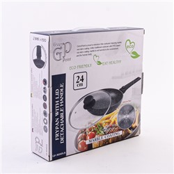 3024-1 Сковорода с крышкой 24см съемная ручка алюм/пластик(х6)