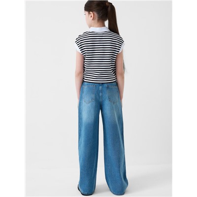 Брюки текстильные джинсовые для девочек