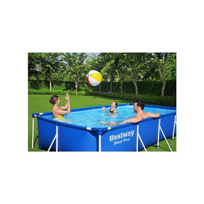 УЦЕНКА Бассейн каркасный Steel Pro, 400×211×81 см, фильтр-насос, прямоугольный, 56424 Bestway