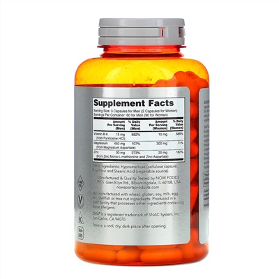 Now Foods, Sports, ZMA, восстановление после физической активности, 180 капсул