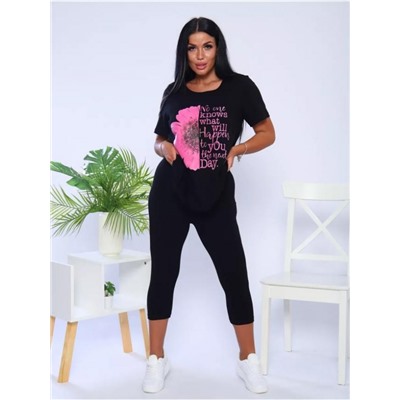 Костюм женский с бриджами КЖ009 (Фуксия/черный)