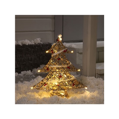 Светодиодная фигура «Ёлка с ягодами» 40×50×10 см, металл, 220 В, свечение тёплое белое