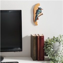 Панно настенное дерево «Синяя птица», декор, 12×0.7×19 см