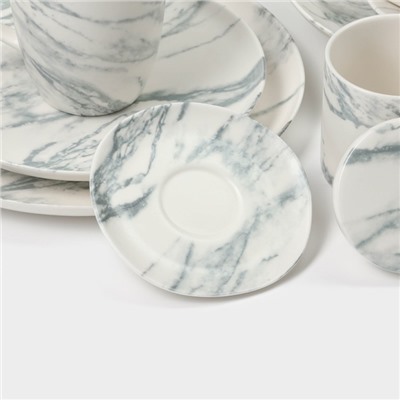 Тарелки Magistro Real Marble, d=26 см, набор 2 шт., фарфор, белые