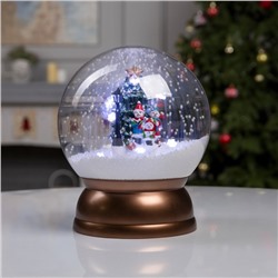 Светодиодная фигура «Шар со снеговиками и ёлкой» 21.5×26.5×21.5 см, пластик, батарейки ААх3 (не в комплекте), USB, свечение белое