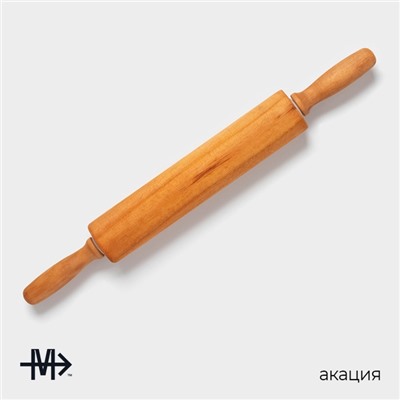 Скалка вращающаяся Magistro, дерево, 43×4 см, рабочая часть 23 см, с фигурными ручками