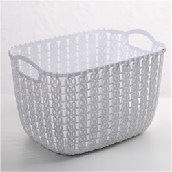 Корзина для хранения с ручками «Плетение», пластик, 17×12.5×10.5 см, серая