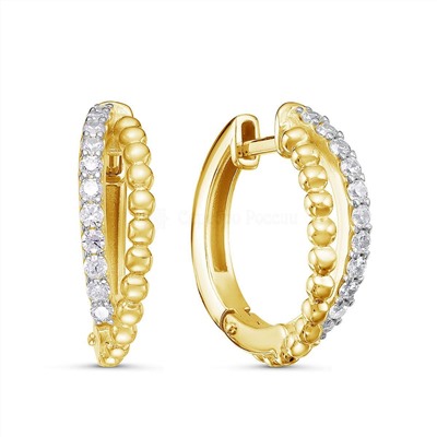 Серьги из золочёного серебра с фианитами и родированием 925 пробы с-7246лз200