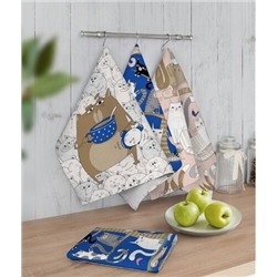 К-т полотенец "Котофания" 50*60 см. - 3 шт. вафля хлопок 100%