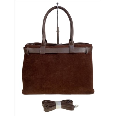 Женская сумка из искусственной замши, цвет тёмно коричневый