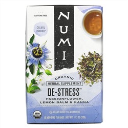 Numi Tea, Organic, De-Stress, Caffeine Free, 16 Tea Bags, 1.13 oz (32 g)