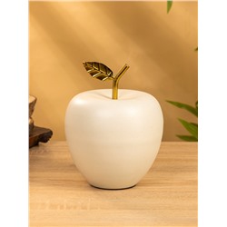 Сувенир «Яблоко с золотым листом», 14.5×14.5×18 см, матовый белый