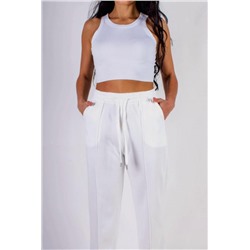 Трикотажные брюки со стрелкой, на резинке (Белый)