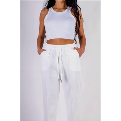 Трикотажные брюки со стрелкой, на резинке (Белый)