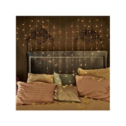 Гирлянда «Бахрома» 2×1.5 м с насадками «Сердце», IP20, прозрачная нить, 124 LED, свечение тёплое белое, 220 В