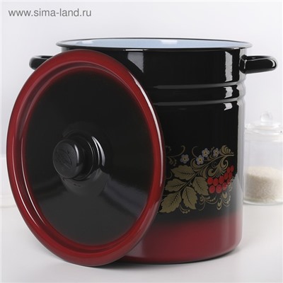 Кастрюля эмалированная, 12 л, d=24 см, цилиндрическая, цвет красно-чёрный