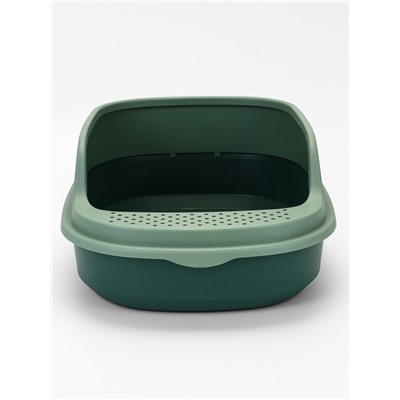 Лоток для кошек "Фур-Мур", 48×35.5 см, с высоким бортом и совком, покрытие Soft-touch, цвет изумруд