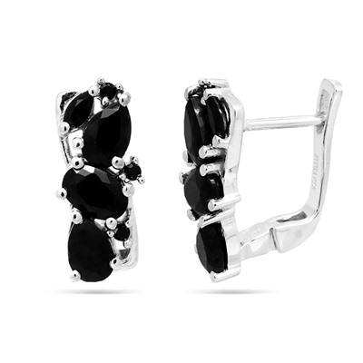Серьги из серебра сапфир корунд, шпинель, Лиана