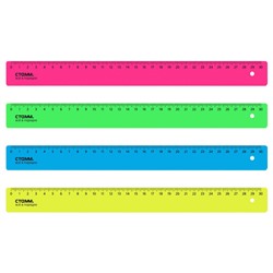 Линейка пластиковая 30 см пластиковая, непрозрачная, неоновые цвета, ассорти ЛН31(028388) Стамм