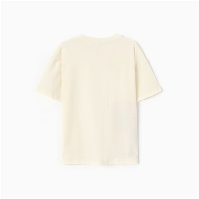 Футболка для мальчика, цвет молочный, рост 146 см