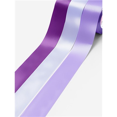 Атласная лента, набор 3 шт., 50 мм, 23±1 м, фиолетовая, сиреневая