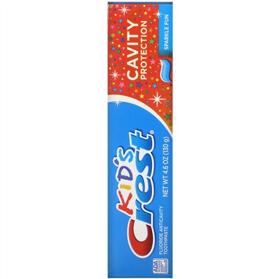 Crest, Kids, Sparkle Fun, детская зубная паста против кариеса с фтором, 130 г (4,6 унции)