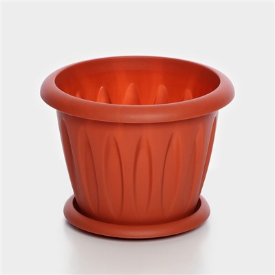 Горшок для цветов с поддоном «Фелиция», 3.6 л, d=22.5 см, h=17.2 см, пластиковый, терракотовый