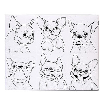 Картина по номерам на холсте с подрамником «Яркие бульдоги», 40×50 см