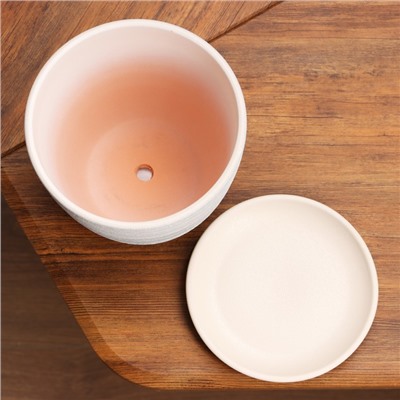 Горшок для цветов «Букле», 2.3 л, d=17.5 см, h=15.5 см, керамический, с поддоном, серый