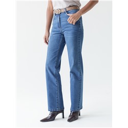 Джинсы прямые Regular fit с декоративной стиркой из эластичного денима