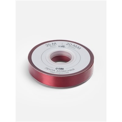 Лента атласная TEIRA, двухсторонняя, 20 мм, 25±1 м, бордовая №0789