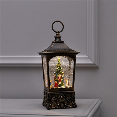 Светодиодная фигура «Фонарь с щелкунчиком» 13.5×28.5×13.5 см, пластик, батарейки ААх3 (не в комплекте), USB, свечение тёплое белое