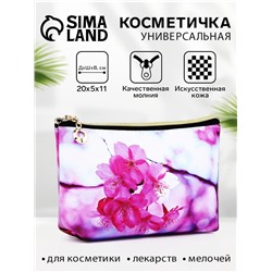 Косметичка женская на молнии, с подкладкой, с двусторонним принтом, белая/розовая/сиреневая