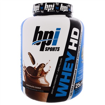 BPI Sports, Сыворотка HD, Ultra Premium Порошок Сывороточного Протеина, Шоколадное печенье, 4,2 фунта (1900 г)