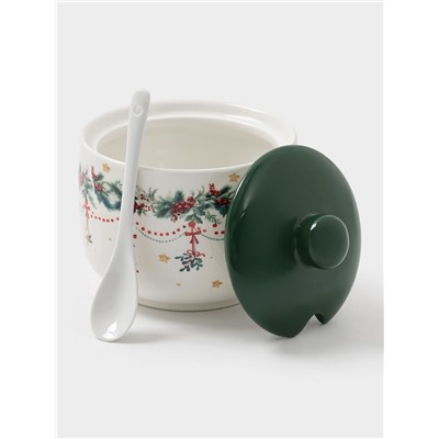 Сахарница Доляна «Новогодние подарки», 500 мл, доломит, белая