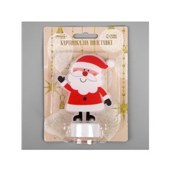 Световая картинка на подставке «Дед Мороз», 11 см, 1 LED, от батареек, свечение тёплое белое