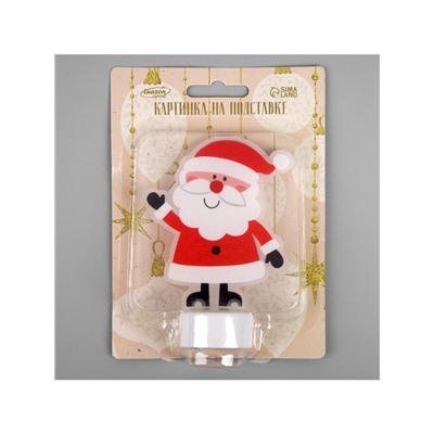 Световая картинка на подставке «Дед Мороз», 11 см, 1 LED, от батареек, свечение тёплое белое