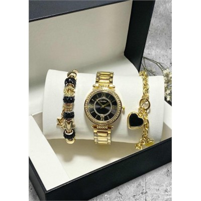 Подарочный набор для женщин часы, 2 браслета + коробка #22853039