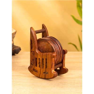 Подставка под горячее «Кресло», набор 6 шт., 14×10×6.5 см, дерево шишам