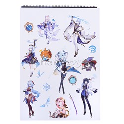 Творческий блокнот cо стикерами и переводными татуировками A4.Геншин.  Лунный фонарь.