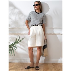 Свободная футболка в полоску из премиального хлопка с эластаном