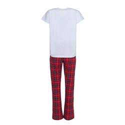 Пижама женская (футболка, брюки) GOOD MORNING, белый, красный, размер 48