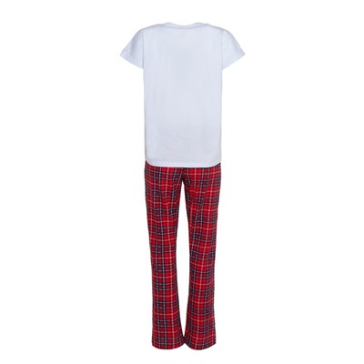 Пижама женская (футболка, брюки) GOOD MORNING, белый, красный, размер 48