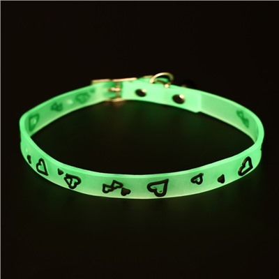 Ошейник «Нежные сердца» (люминесцентный), светящийся в темноте, 30×1 см, ОШ 19-26 см, микс