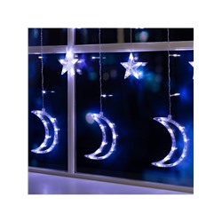 Гирлянда «Бахрома» 2.7×0.9 м с насадками «Месяц», IP20, прозрачная нить, 138 LED, свечение белое, 8 режимов, 220 В