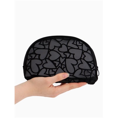 Косметичка полукруглая Black beauty, на молнии, чёрная