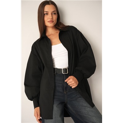 Женская удлиненная рубашка оверсайз с широкими рукавами Happyfox