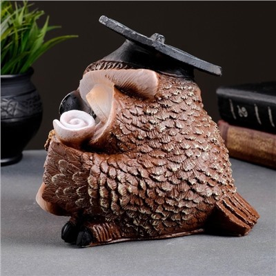 Фигурка полистоун «Сова ученая», коричневая, 18×17×19 см