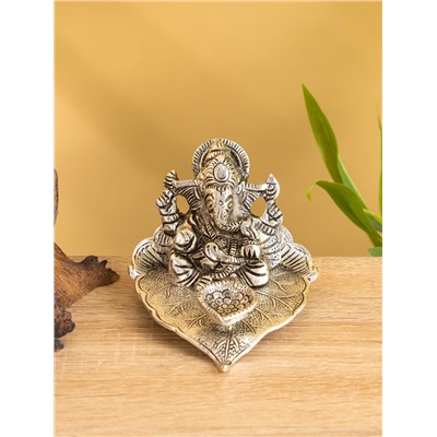 Подставка под благовония «Ганеша на листе», 12.5×10×6.7 см, алюминий