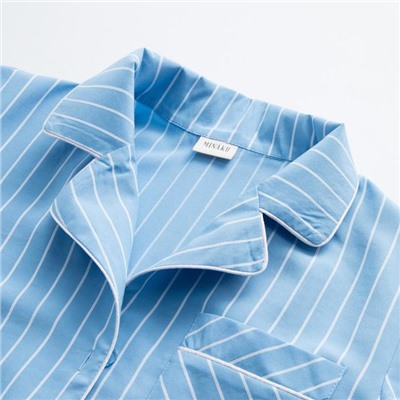 Пижама женская (рубашка, брюки) MINAKU: Light touch, голубая, размер 52